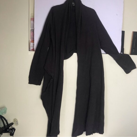 LINE Cotton Cashmere Wrap Cardigan Sweater Hi Low Tie Front Top Angora Blend M - Picture 3 of 14